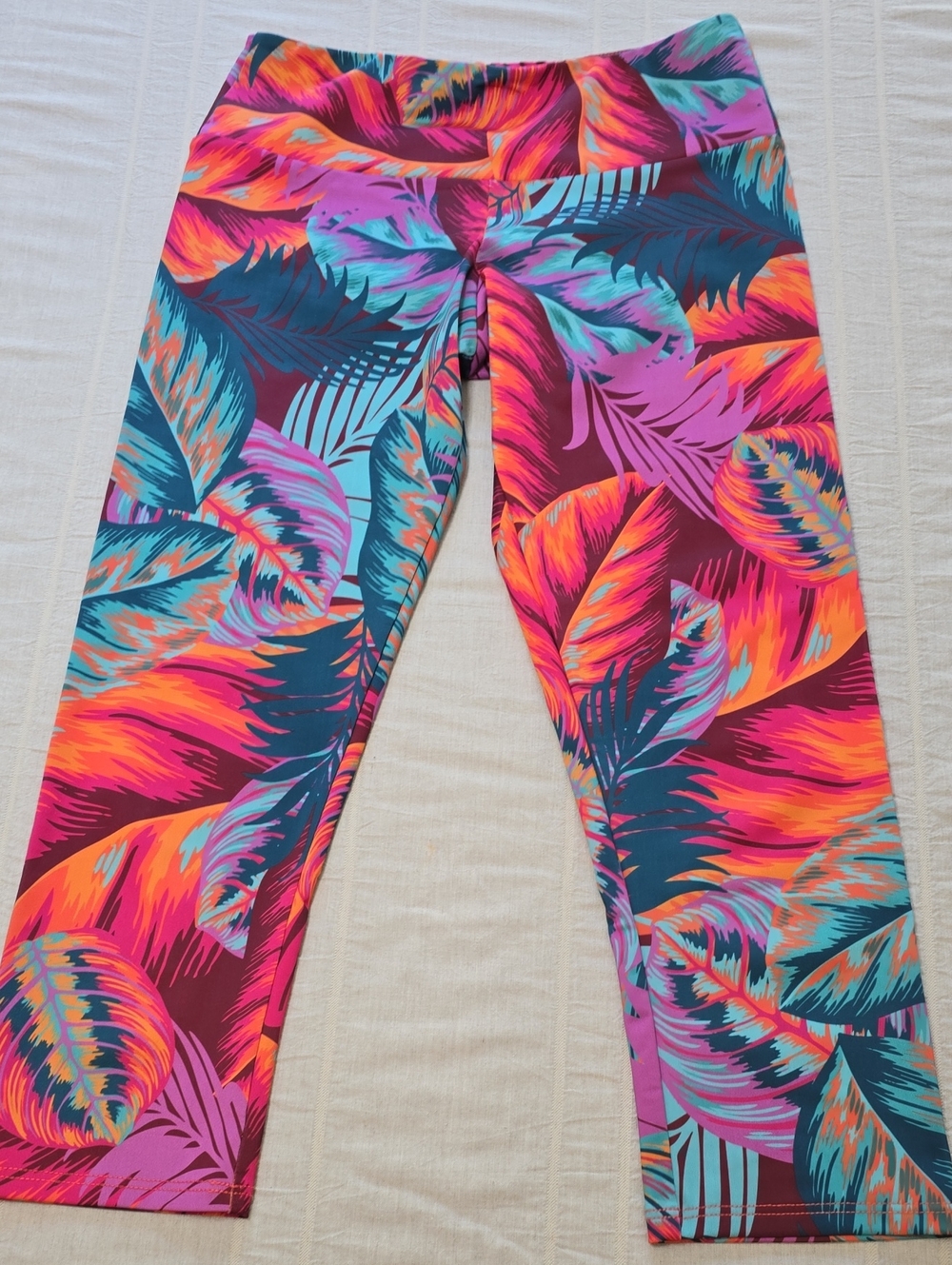 Onzie Flow Vibrant Tropical Leaf Print Cropped Leggings Women's XS - Picture 2 of 11